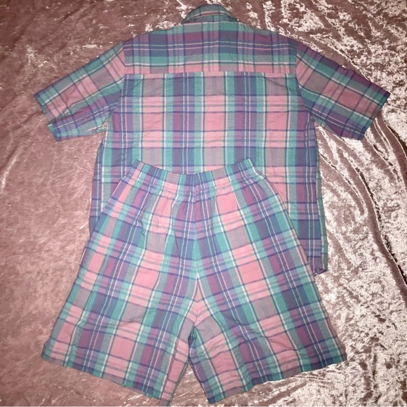 Vtg 80s/90s Pastel Goth/Kawaii Fun Plaid Picnic Matching Shorts Set - Picture 9 of 12